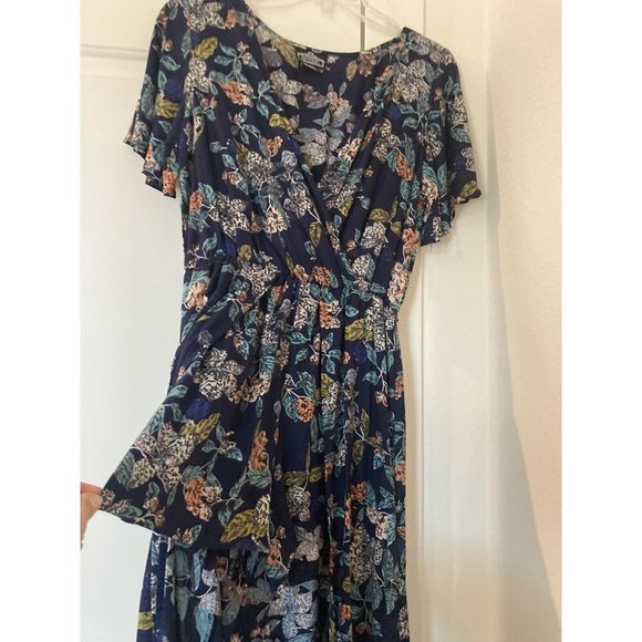 Angie Small Shorts Romper Dress Blue Floral Boho Peasant festival Casual New - Picture 2 of 8